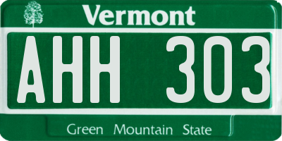 VT license plate AHH303