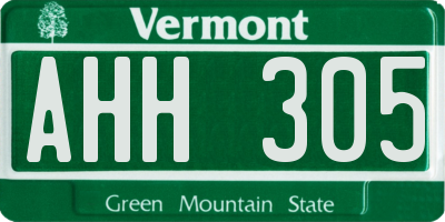 VT license plate AHH305