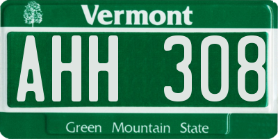 VT license plate AHH308