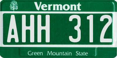 VT license plate AHH312