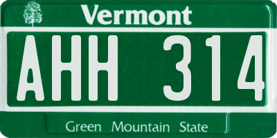 VT license plate AHH314