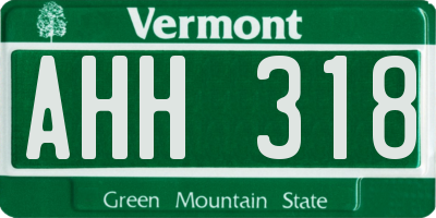 VT license plate AHH318