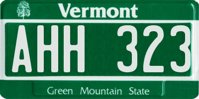 VT license plate AHH323