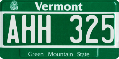 VT license plate AHH325