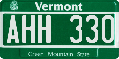 VT license plate AHH330