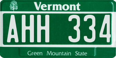 VT license plate AHH334