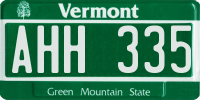VT license plate AHH335