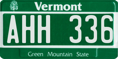 VT license plate AHH336