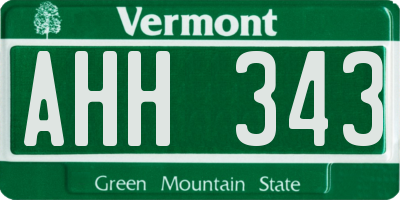 VT license plate AHH343