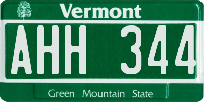 VT license plate AHH344