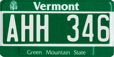 VT license plate AHH346