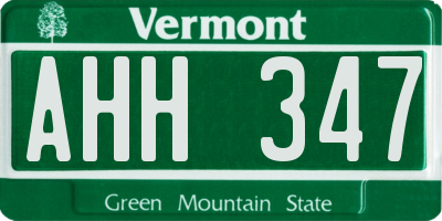 VT license plate AHH347