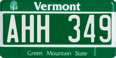 VT license plate AHH349