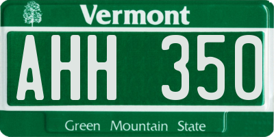 VT license plate AHH350