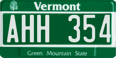 VT license plate AHH354
