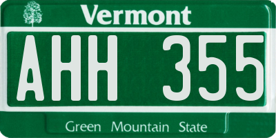 VT license plate AHH355