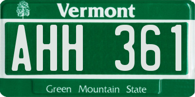 VT license plate AHH361