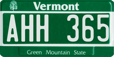 VT license plate AHH365