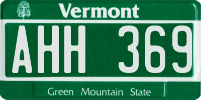 VT license plate AHH369