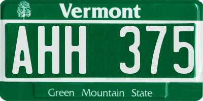 VT license plate AHH375