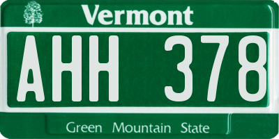 VT license plate AHH378