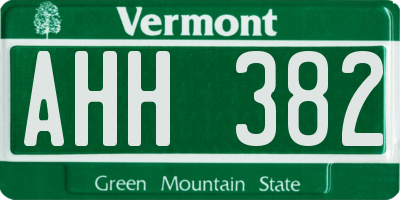 VT license plate AHH382