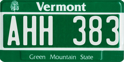 VT license plate AHH383