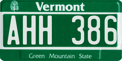 VT license plate AHH386