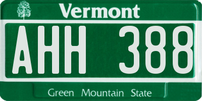 VT license plate AHH388