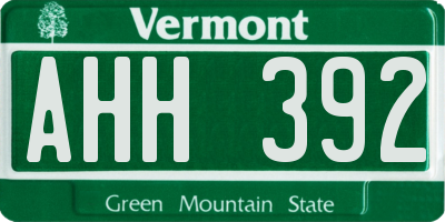 VT license plate AHH392