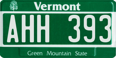 VT license plate AHH393