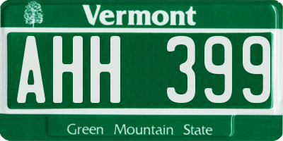 VT license plate AHH399