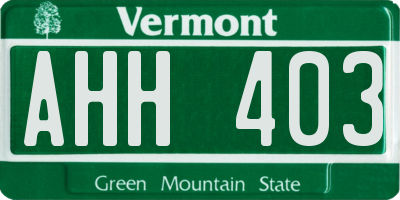 VT license plate AHH403