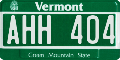 VT license plate AHH404