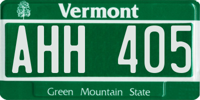 VT license plate AHH405