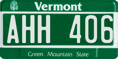 VT license plate AHH406