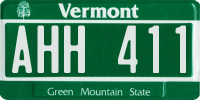 VT license plate AHH411