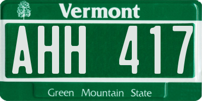 VT license plate AHH417