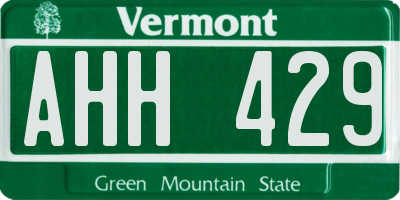 VT license plate AHH429