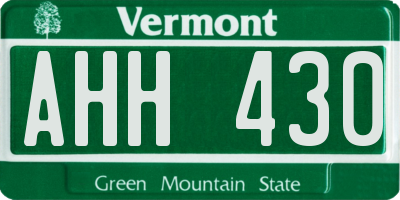 VT license plate AHH430