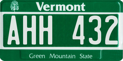 VT license plate AHH432