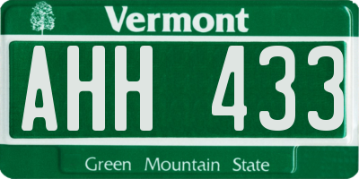 VT license plate AHH433