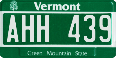 VT license plate AHH439