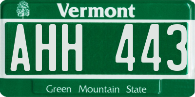 VT license plate AHH443