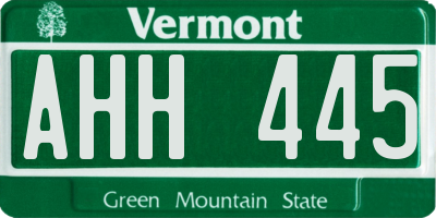 VT license plate AHH445