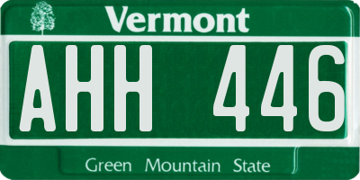 VT license plate AHH446