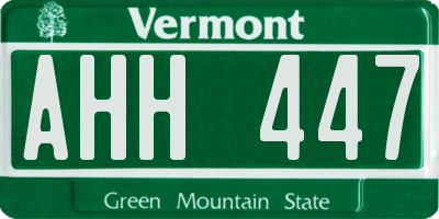 VT license plate AHH447