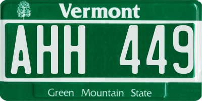 VT license plate AHH449