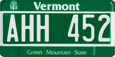 VT license plate AHH452