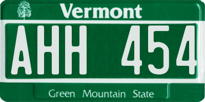 VT license plate AHH454